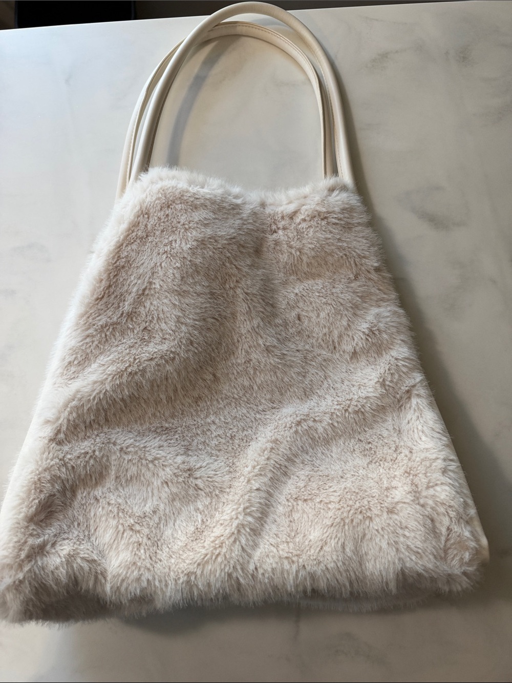 Victoria's Secret Cream Faux Fur Tote Bag - Picture 5 of 11